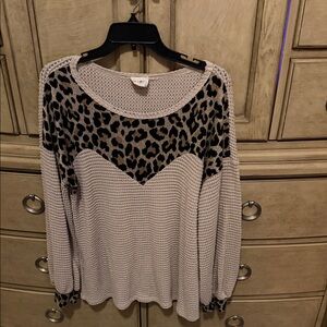 BiBi Beige and Black Animal Print Sweater